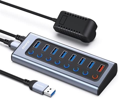 BENFEI Powered USB Hub Mit Netzteil 8 Port USB Splitter Hub Mit