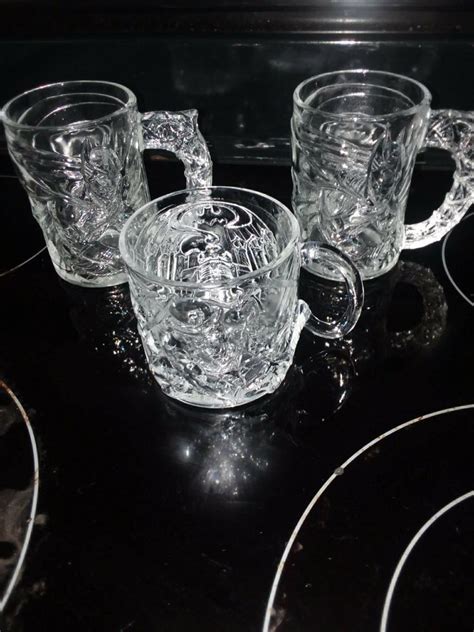 Batman Forever Mc Donalds Glass Mugs Complete Set Of