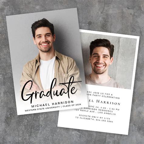 Modern Script Photo Graduation Party Invitation Zazzle