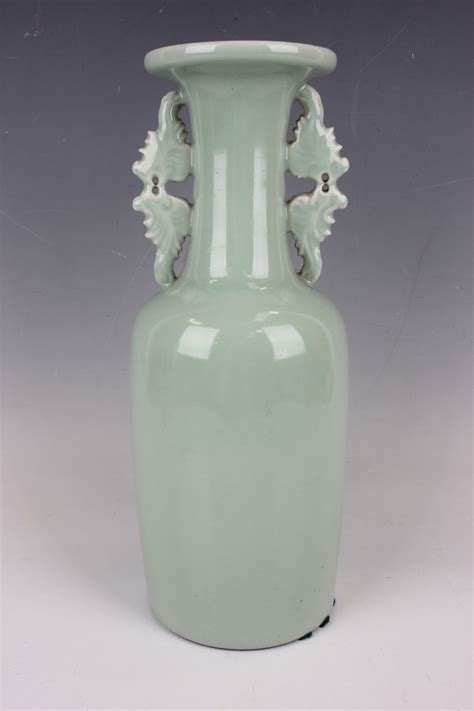 A Chinese Celadon Glazed Porcelain Mallet Shaped Vase Mark Of