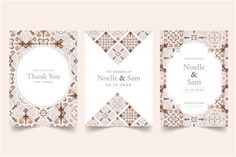 Premium Vector Geometric Moroccan Wedding Card Collection Set Pink