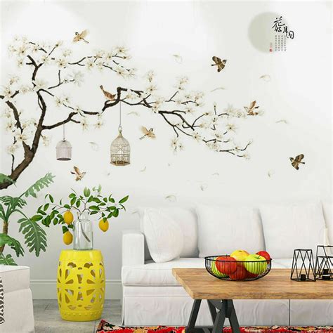 Cherry Blossom Decals Mural Decor Blossom Tree Branch Wall Art Stickers