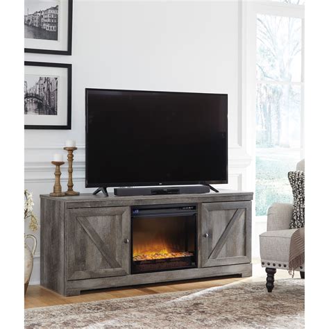 Signature Design by Ashley Wynnlow Large TV Stand in Rustic Gray Finish ...