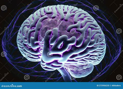 Modello Di Cervello Umano Individuale In Toni Viola Su Sfondo Scuro
