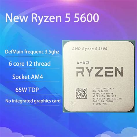 Novo amd ryzen 5 5600 r5 5600 3 5 ghz seis núcleo processador cpu de