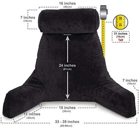 Husband Pillow Xxl Black Backrest With Arms Adult Reading Pillow With Shredded Memory Foam