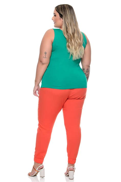 Regata Plus Size Em Viscolycra Verde Vk Moda Plus Size