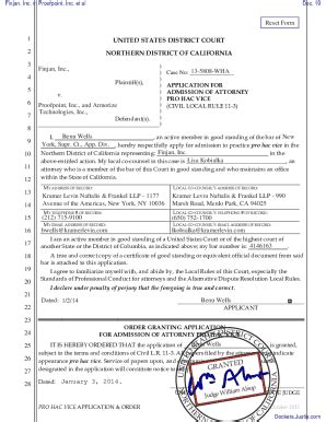 Fillable Online ORDER GRANTING APPLICATION FOR ADMISSION OF ATTORNEY