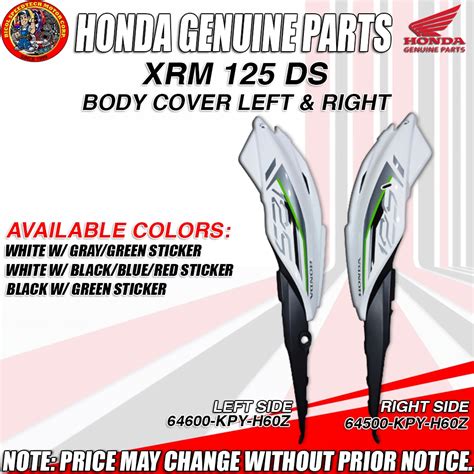 XRM 125 DS BODY COVER LEFT RIGHT HPI GENUINE LEFT 64600 KPY H60Z