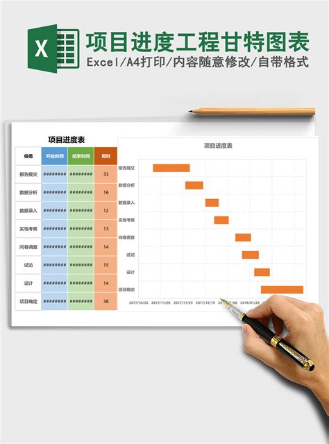 项目进度工程甘特图表excel模板下载办图网