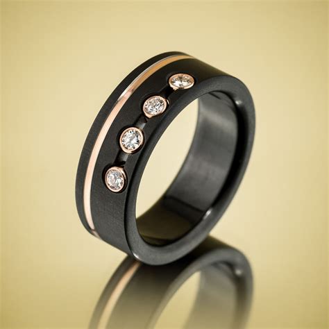 Black Zirconium Rose Gold Diamond Ring From Spexton Custom Jewelry