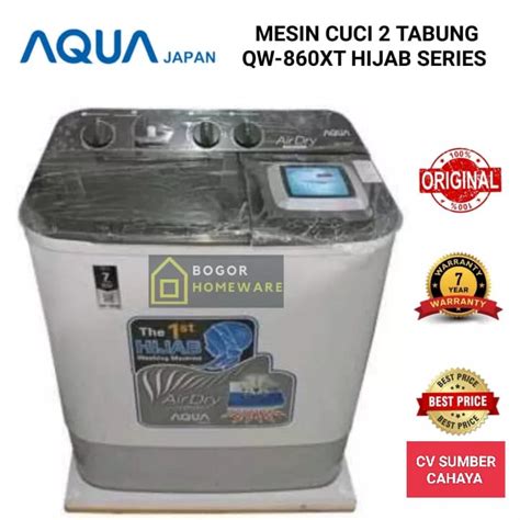 Jual AQUA Mesin Cuci 2 Tabung 8Kg QW 860XT Transparan Hijab Series QW