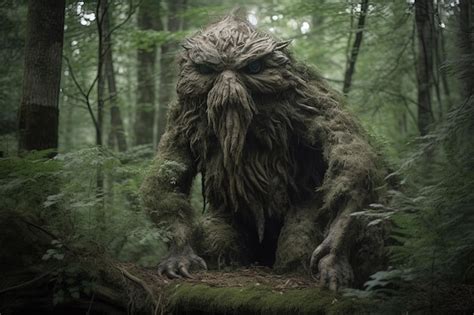 Premium Ai Image Scary Monster In The Forest Mythological Monster Of