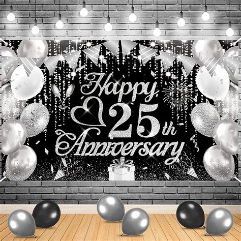 Rumia Th Wedding Anniversary Decorations Black Silver Happy Th