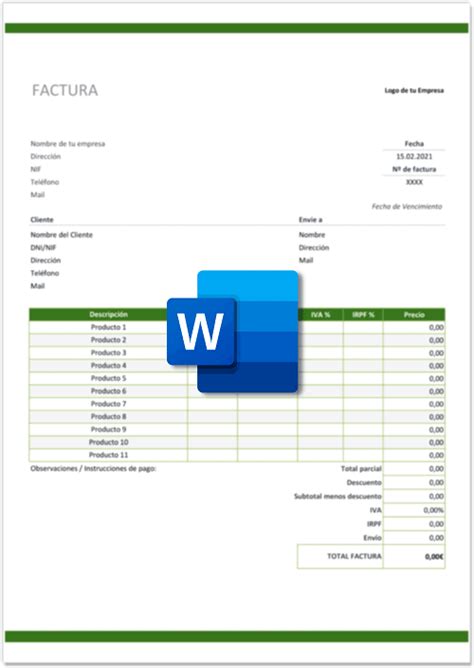 Plantillas Factura Simplificada Excel Word Y Pdf Gratis