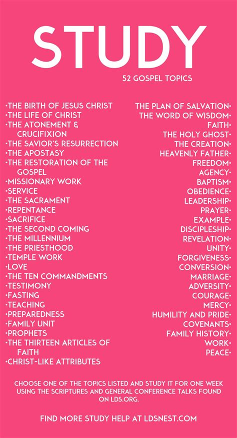 52 Gospel Study Topics Choose One Each Week And You Re Set For The