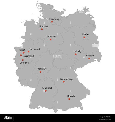 detailed map of the Germany with cities Stock Vector Image & Art - Alamy