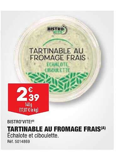 Promo Tartinable Au Fromage Frais Bistro Vite Chez Aldi Icatalogue Fr