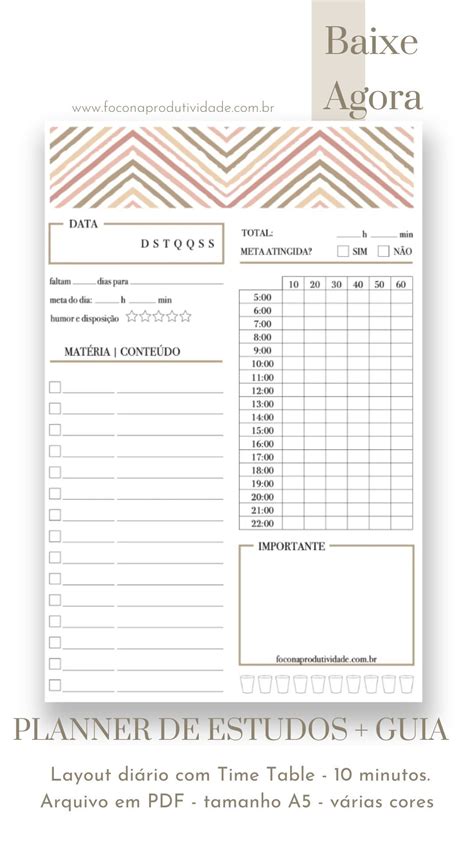 Planner De Estudos Para Imprimir - Baixe agora o Planner de Estudos em PDF para Imprimir | Ciclo de ...
