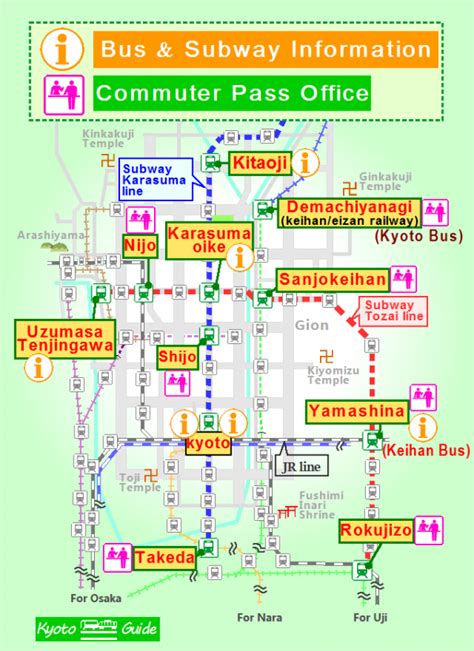 Passes Location Map Of Bus Information And Pass Office In Kyoto For