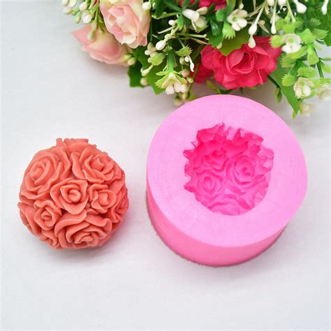 Vedini Cavity D Rose Ball Candle Mold Rose Flower Mold