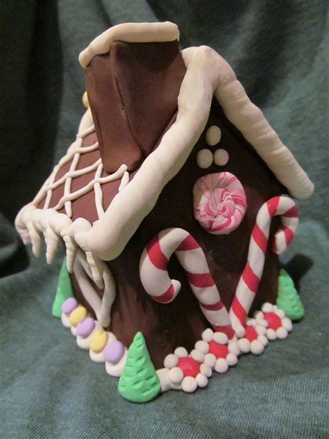 Hand Sculpted Polymer Clay Gingerbread House Etsy Polymer Clay