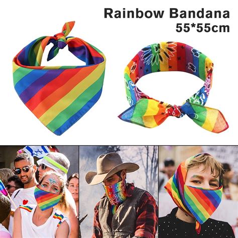 Pcs Festival Rainbow Bandanas Unisex Scarf Gay Pride Striped Color