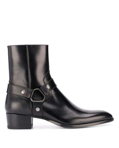 Saint Laurent Leather Wyatt Harness Boots In Black For Men Save 33