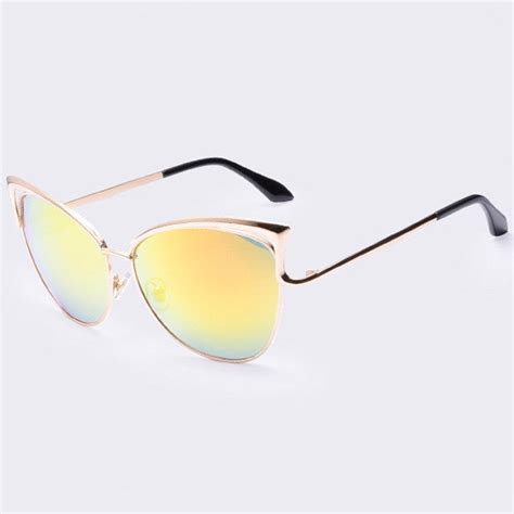 Aofly Metal Frame Sexy Cat Eye Sunglasses For Women Coating Vintage Su