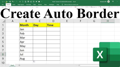 How To Add Borders Automatically To Cells In Excel Youtube