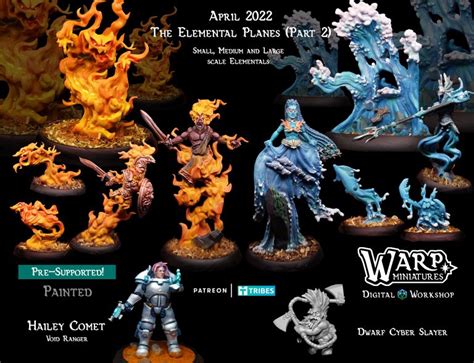 Warp Miniatures Summon Fire And Water Elementals On Patreon Ontabletop