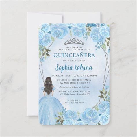 Budget Blue Silver Quinceañera Note Card