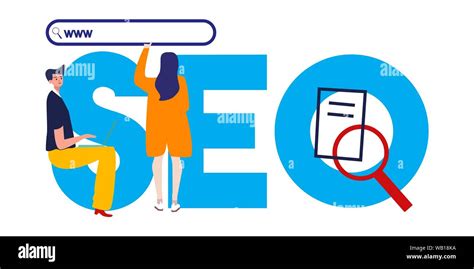 Seo Search Engine Optimization Illustration Of Man And Woman Optimize