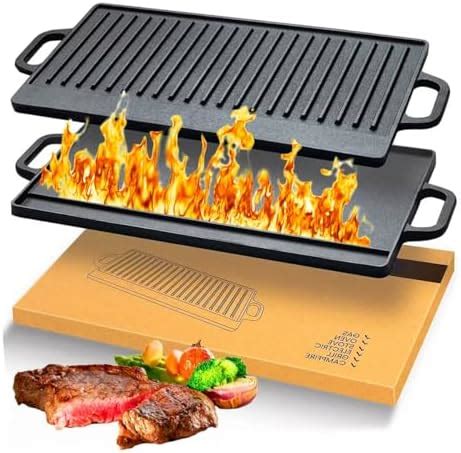 Plancha Grill Hierro Fundido Reversible Antiadherente Plancha De