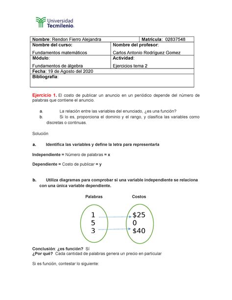 Fundamentos Matem Ticos Ejercicio Obligatorio Tema Nombre