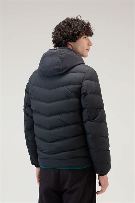 Mens Lobster Down Jacket In Crinkle Nylon Black Woolrich Usa