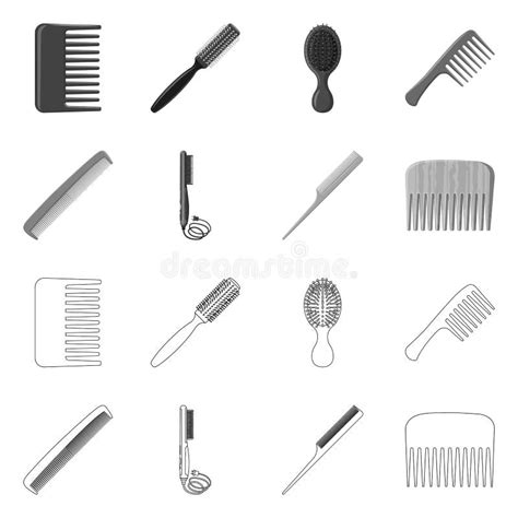 Vector Design Of Brush And Hair Icon Set Of Brush And Hairbrush Stock