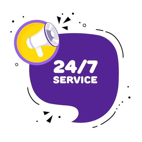 Premium Vector 247 Service Flat Purple 247 Services Vector Illustration