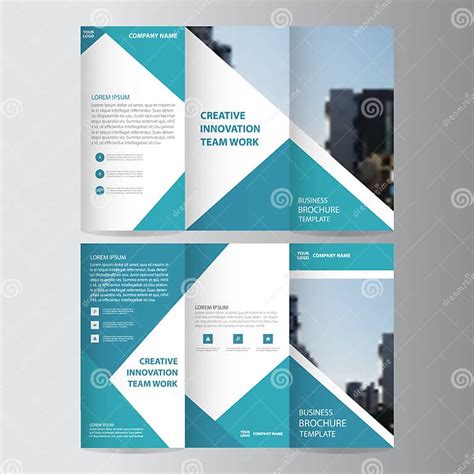 Blue Triangle Business Trifold Leaflet Brochure Flyer Report Stock