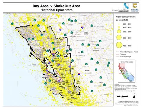 Bay Area Epicenters Map Picture Maps California Earthquake Risk Map