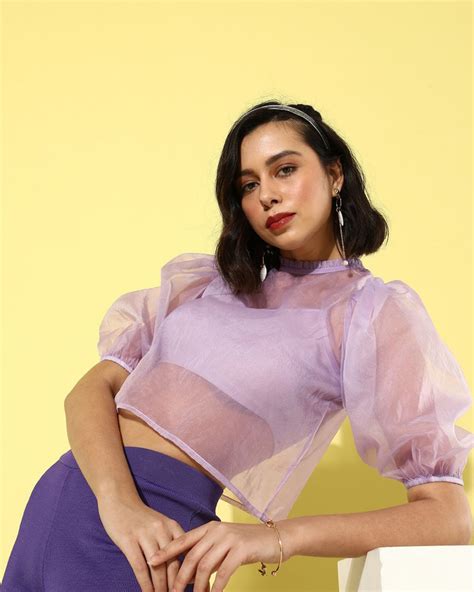 Buy Womens Purple Sheer Crop Top For Women Purple Online At Bewakoof