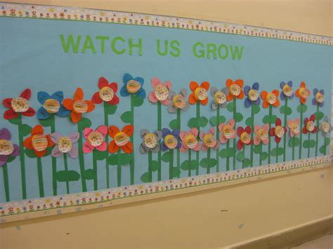 Watch Us Grow Flower Adjective Bulletin Board Garden Bulletin Boards