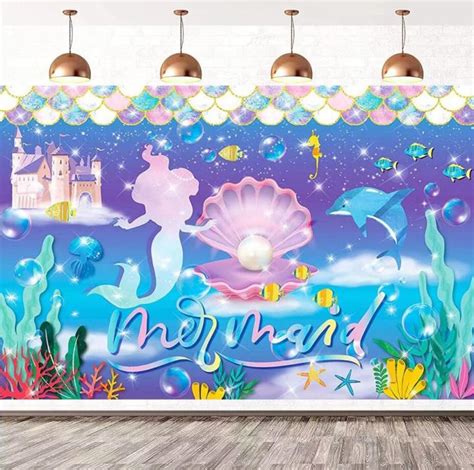 7x5ft Mermaid Theme Photography Background Mermaid Princess Theme Baby ...