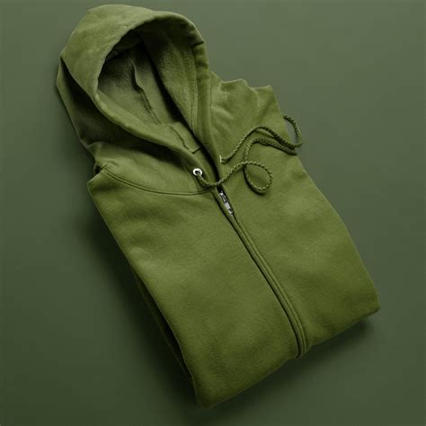 Olive Green Zip Up Hoodie Filmy Vastra