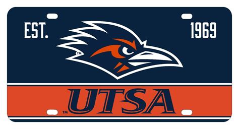 Texas San Antonio Utsa Roadrunners Full Color Team Logo Metal License