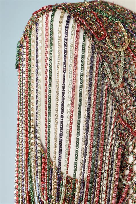Multicolor Lurex Knit Top With Chains And Lurex Knit Sleeves Loris