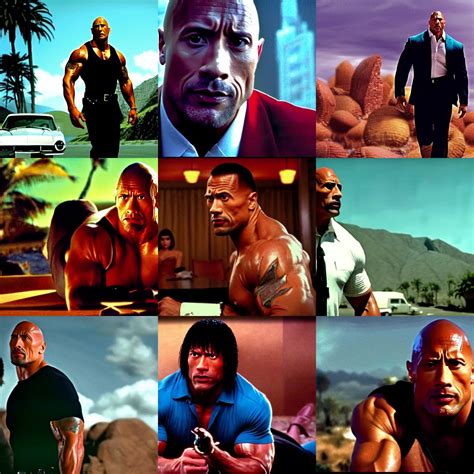 Krea Dwayne Johnson In Pulp Fiction Cinematic Establishing Shot