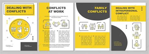 Dealing With Conflicts Yellow Brochure Template Skill Leaflet Article Vector Skill Leaflet