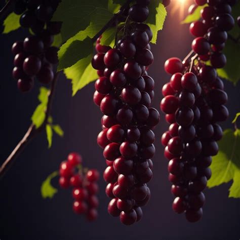 Uvas Vermelhas Em Uma Videira E O Sol Est Brilhando Sobre Ela Foto