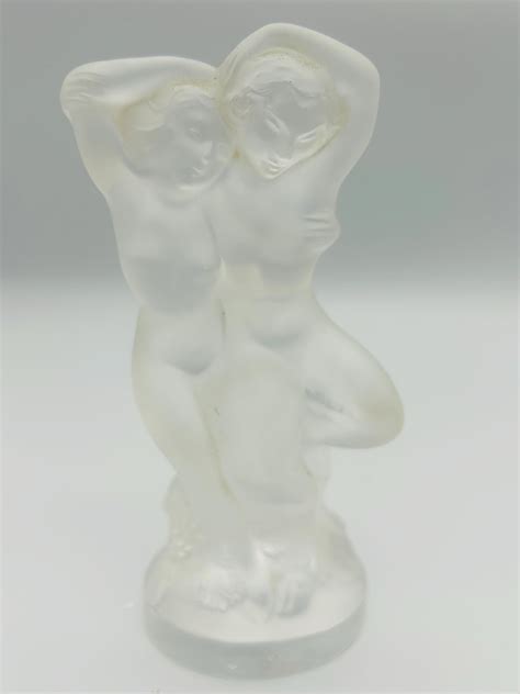 Lalique Crystal Double Nude Faune Couple Vintage 1960s French Art Glass Sculpture Etsy
